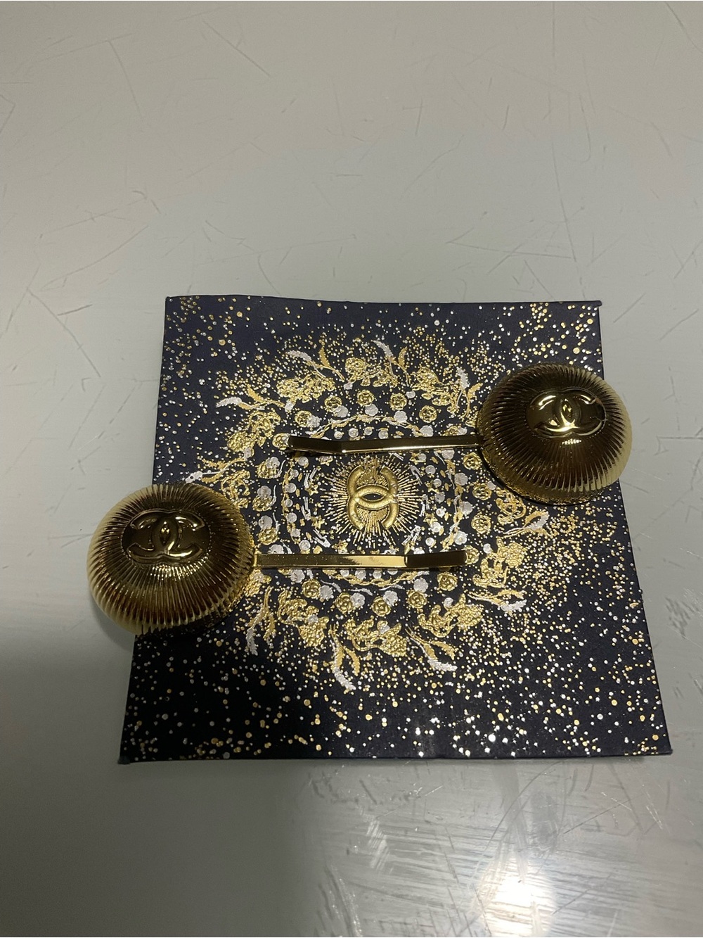 CHANEL Beaute Gold CC Button Hair Pins - Pair - Picture 5 of 10